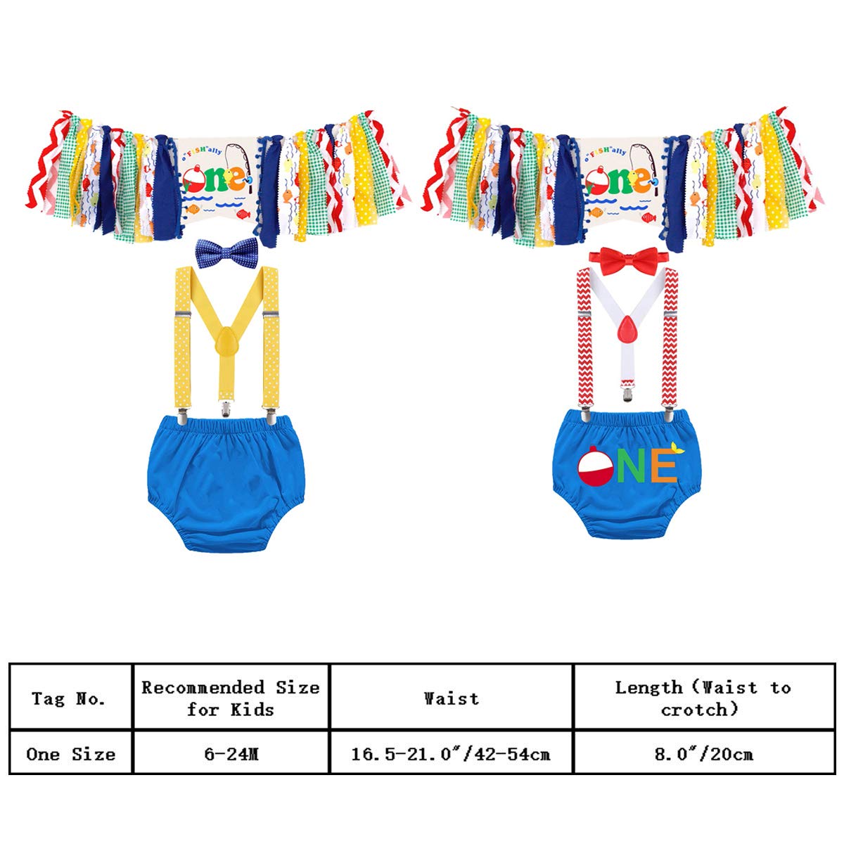 HIHCBF Ofishally One Cake Smash Outfit 1st Birthday Photo Shoot Costume Diaper Cover Bowtie Suspenders Decorations Kit Highchair Banner