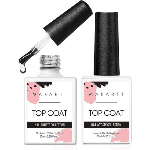 Makartt Gel Top Coat - No Wipe High Gloss Nail Polish | Long-Lasting 10ML Clear Soak Off for Salon Quality Home Use