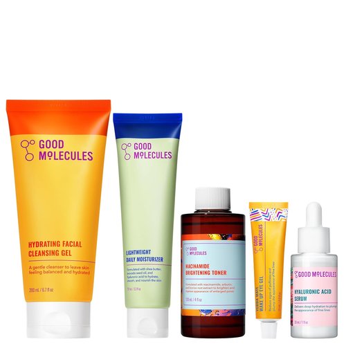 Good Molecules Daily Skincare Routine Set - Hydrating Cleanser, Niacinamide Toner & More | 5-Piece Collection
