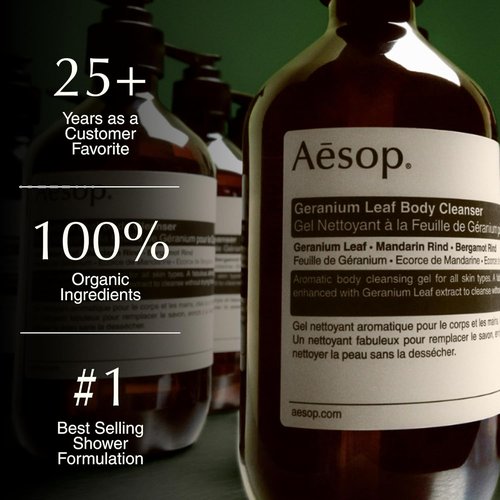 Aesop Geranium Leaf Body Cleanser - Refreshing Shower Gel with Geranium, Mandarin & Bergamot | 500 mL / 16.9 oz