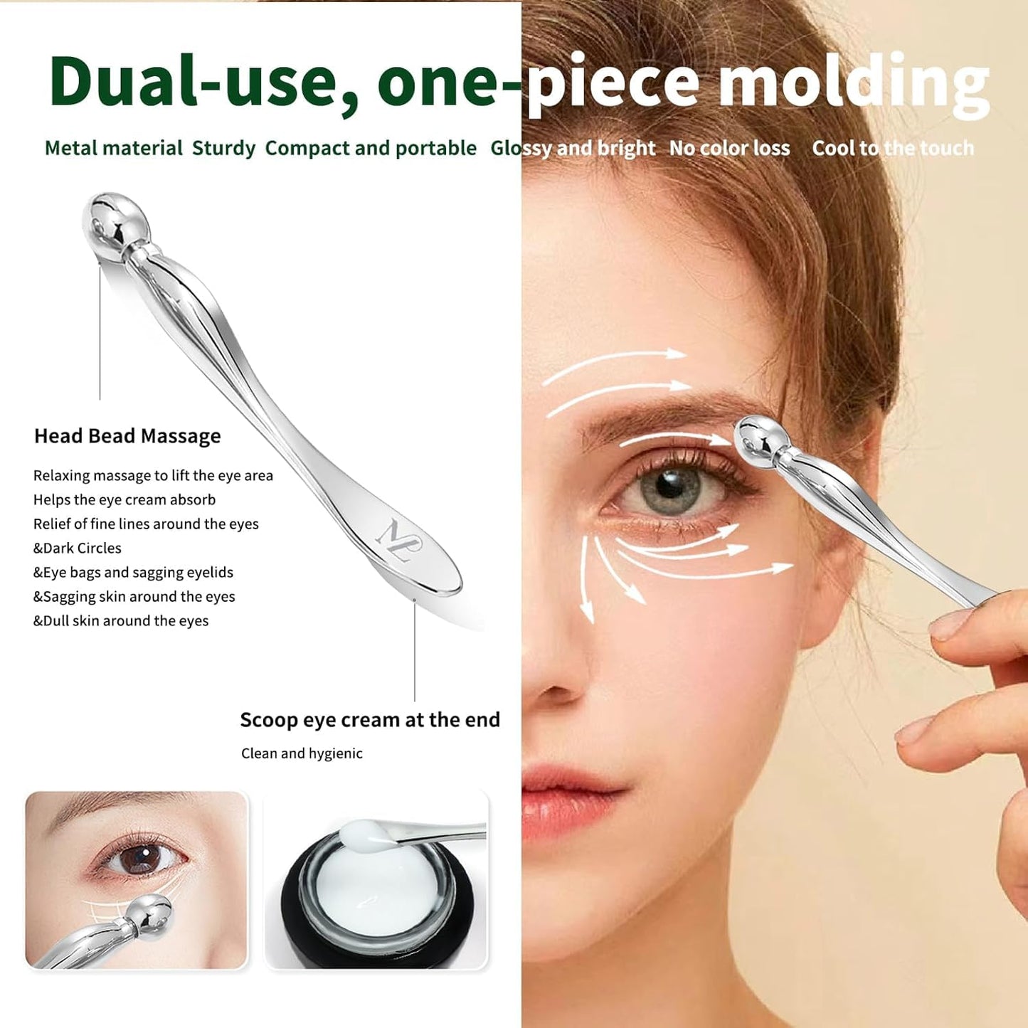 LeMeeOly Stainless Steel GuaSha & Eye Cream Applicator Facial Tools, Metal Guasha for Face Neck, Eye Massager Tool, Lymphatic Drainage Face Massage Tool, Skin Care Gift