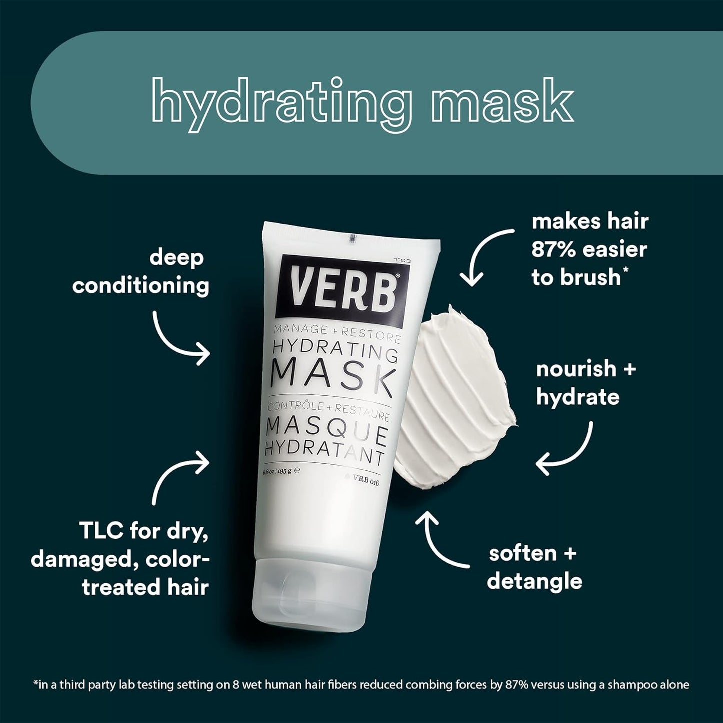 Verb Hydrating Hair Mask - Deep Moisture Treatment for Soft, Shiny Hair | 8 oz