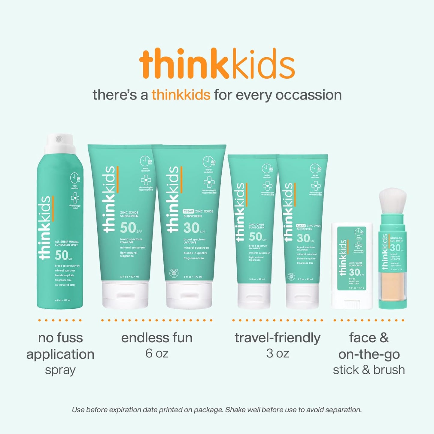 Thinkkids SPF 30 Mineral Sunscreen - Clear Zinc Oxide, Water-Resistant Protection for Kids, 3 fl oz
