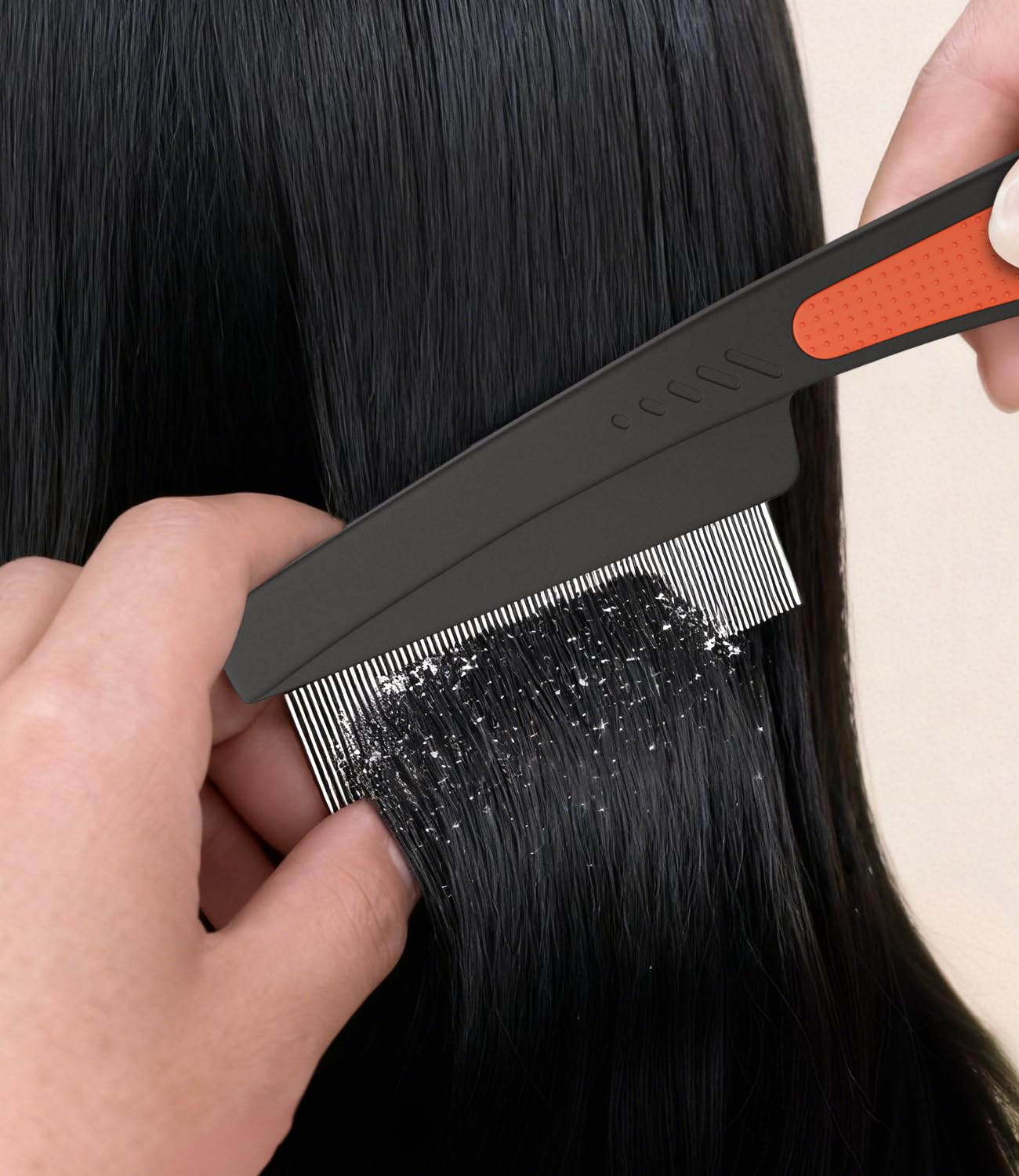 Skiennix Self-Cleaning Dandruff Comb Set - Ergonomic Stainless Steel Scalp Detox Tool | 0.5mm & 2mm Teeth