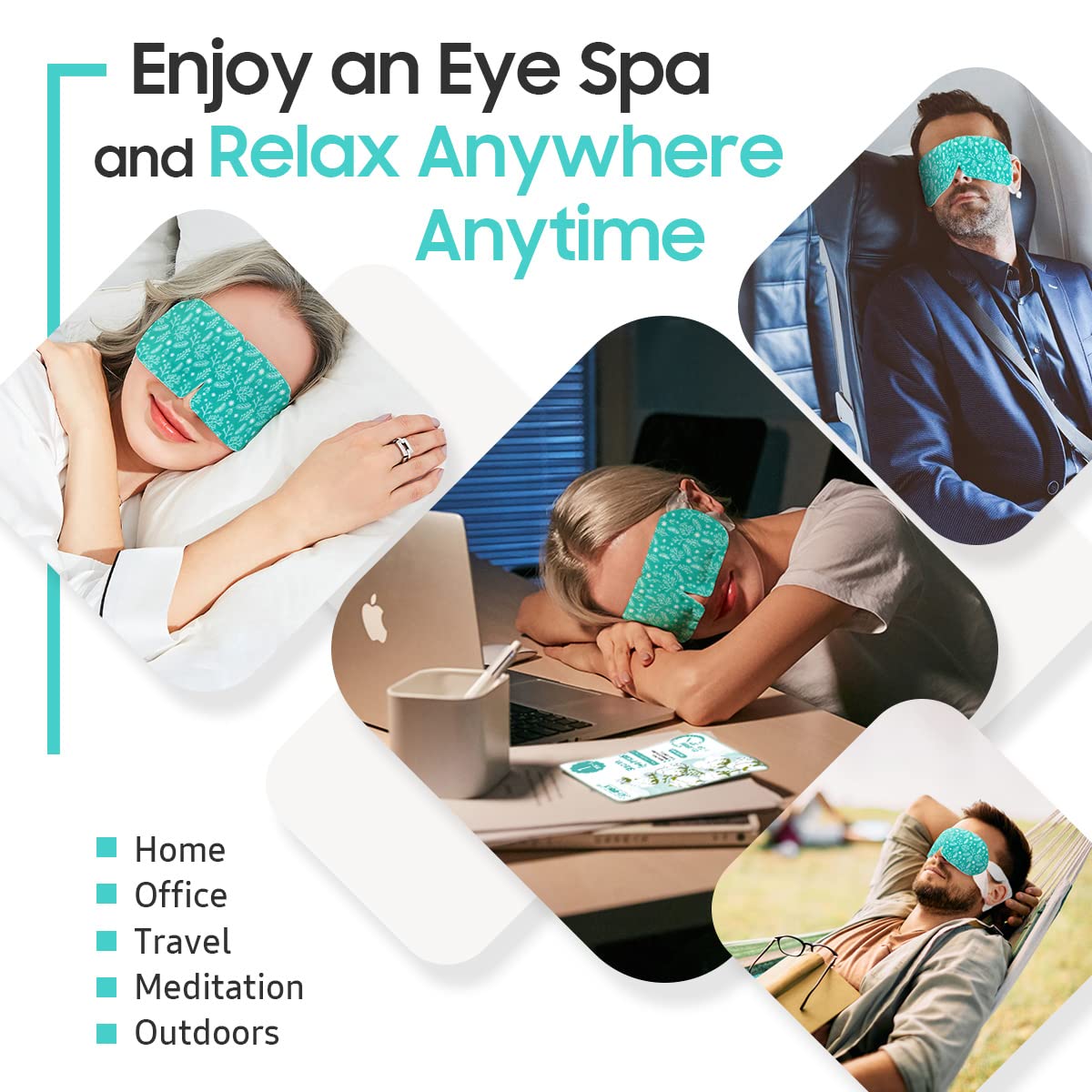 BeHoomi 30Packs Steam Eye Mask, Heated Eye Mask Warm Compress for Eyes, Self Heating Disposable Eye Masks for Home Sleep, Spa, Travel Essentials & Relaxation Gifts, Stocking Stuffers (Unscented)