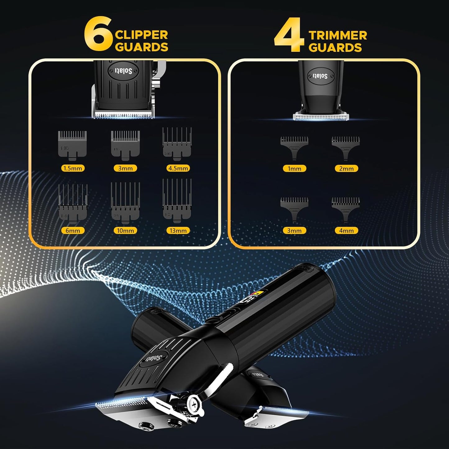 Skiennix Professional Hair Clippers - Cordless Beard Trimmer Kit with LED Display | Rechargeable Grooming Set for Men, Women & Kids (Black)