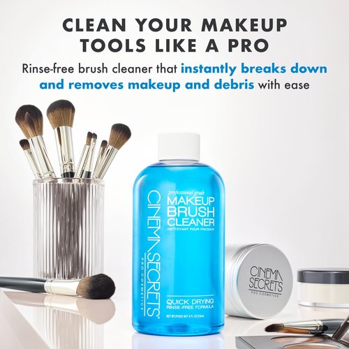 Cinema Secrets Blue Vanilla Makeup Brush Cleaner Spray - Professional Quick-Drying Formula | Removes Waterproof Makeup