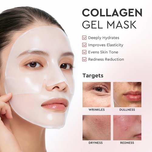 Elvira Bio-Collagen Deep Hydrating Face Mask - Overnight Moisturizing & Firming | 4 Pack