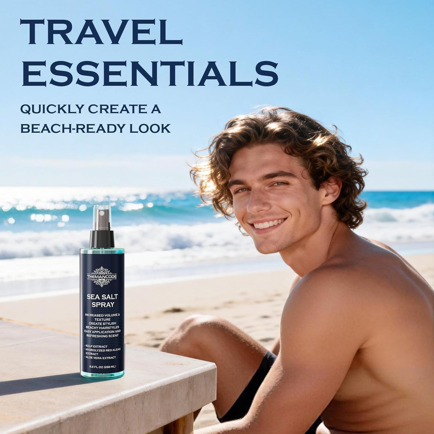 THEMANCODE Sea Salt Spray for Men - Texturizing Hairspray for Instant Volume | 8.8 Oz Travel Size