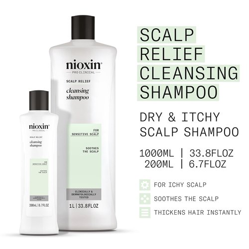 Nioxin Scalp Relief Cleansing Shampoo - Soothes & Hydrates Sensitive, Dry, Itchy Scalp | Infused with Aloe Vera & Vitamin E
