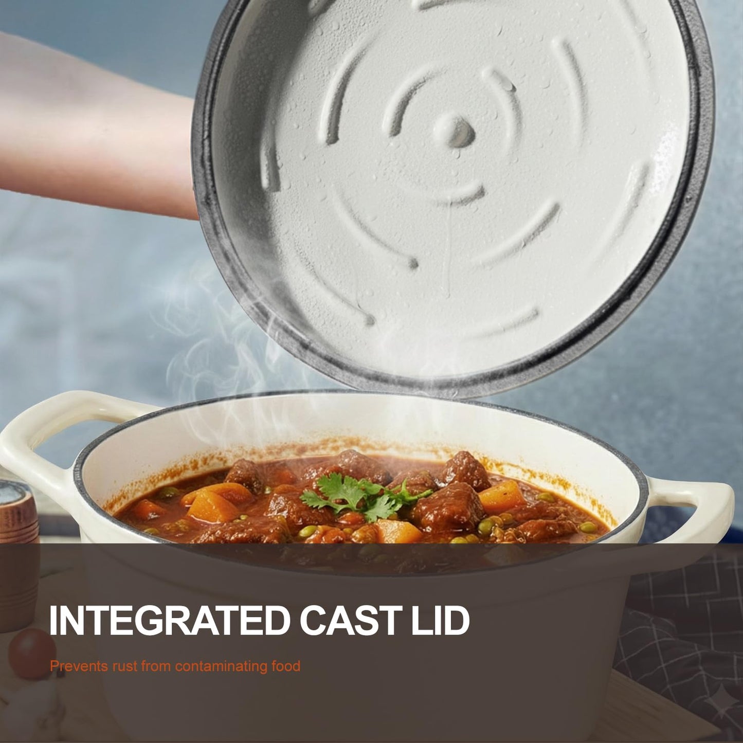 Overmont Enameled Cast Iron Dutch Oven - 4.5QT Pot with Lid Cookbook & Cotton Potholders - Heavy-Duty Cookware for Braising, Stews, Roasting, Bread Baking bottle green