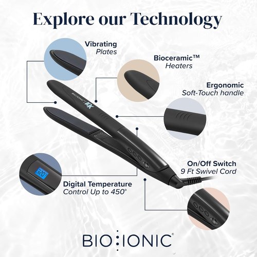 Bio Ionic 10X Styling Iron, 1" Hair Straightener with Moisturizing Heat Technology, Flat Iron for 10-Minute Styling, Hair Straightener and Curler