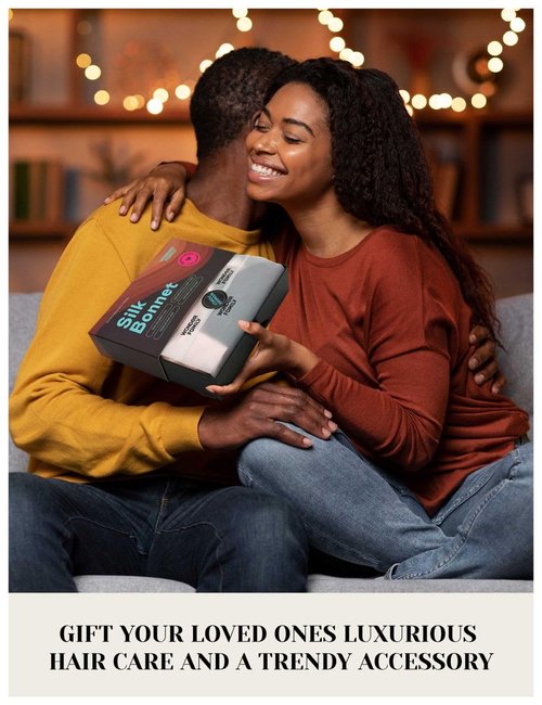 100% Mulberry Silk Bonnet for Sleeping Women with Curly Hair - Short Long Hair Bonnet for Sleeping - Alternative to Double Layer Satin Bonnet with Tie Band - Premium Hair Wrap for Sleep Black