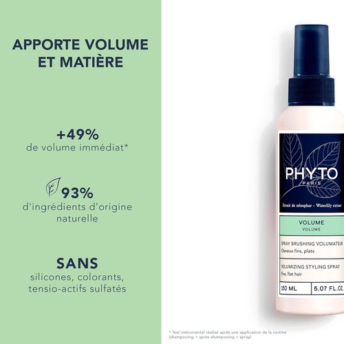 PHYTO VOLUME Volumizing Blow Dry Spray - Instant Volume & Heat Protection for Fine Hair, 5.07 fl. oz