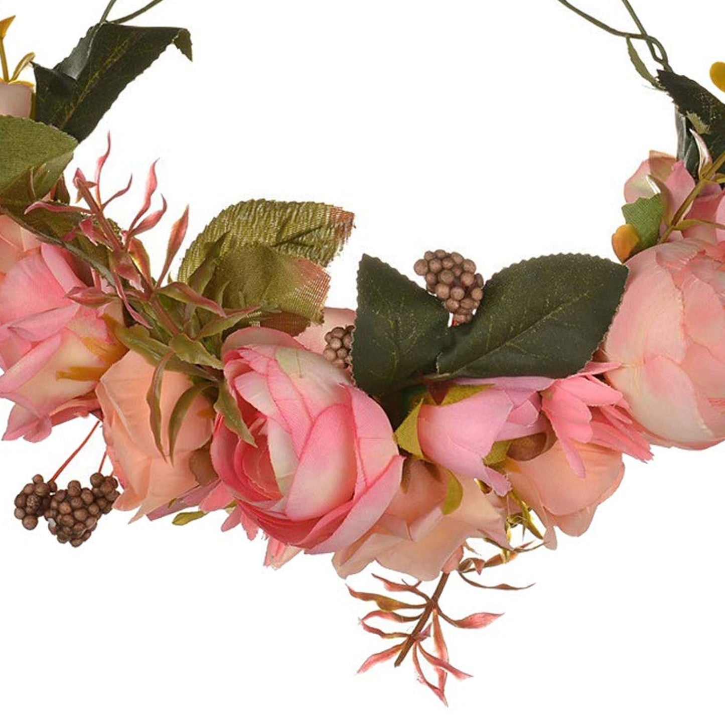 YnimioAOX Handmade Adjustable Flower Wreath Headband Halo Floral Crown Garland Headpiece,C13-pink