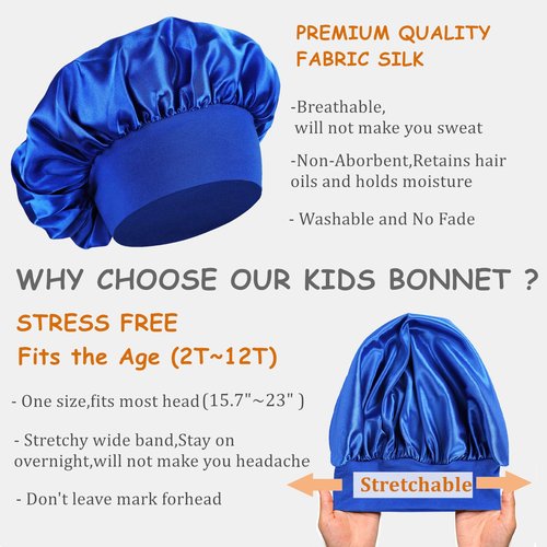 3 PCS Kids Bonnets for Girls,Bonnet for Kids,Silk Bonnet for Sleeping Kids,Showr,Toddler Bonnet