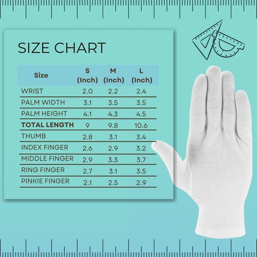 ANSMIO 12 Pairs Cotton Gloves, White Gloves for Dry Hands, Cotton Gloves for Sleeping, Moisturizing Night Gloves, White Gloves 100% Cotton, Size M (12 Pairs)