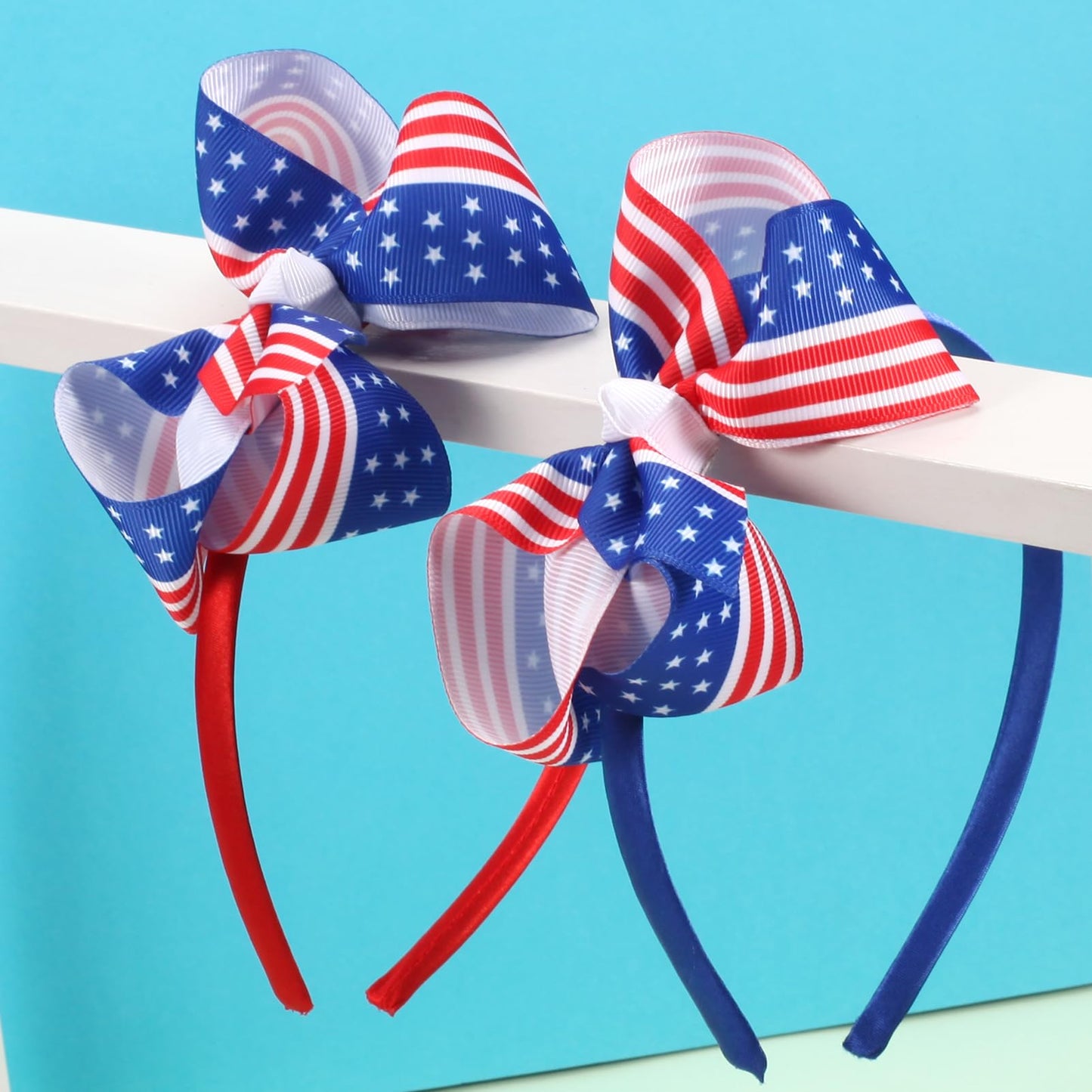 Ardorchid 4th of July Headbands Independence Day America Flag Headband USA Patriotic Bow Hair Accessories Red White and Blue Cute Hair Hoop for Women Girls Kids