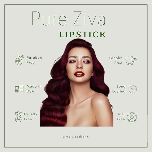Pure Ziva Lipstick - Rose Pink Jade Creamy Pearl Color | Moisturizing & Cruelty-Free Makeup