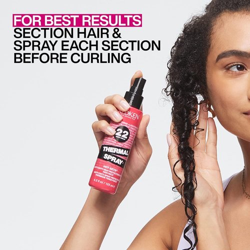 Redken Thermal Spray 22 High Hold - Thermal Heat Protectant and Setting Mist, For Curling and Flat Irons, Lasting Frizz Control & Protects Against Heat Damage