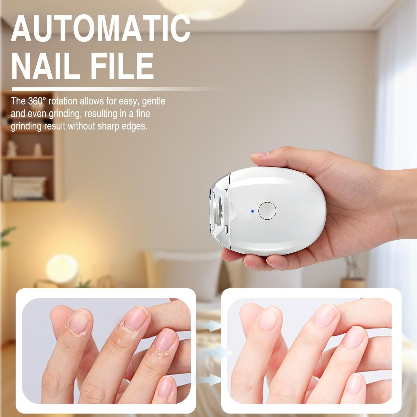 Universal Automatic Fingernail Grinder, 3 Speeds Electric Nail Clipper, Portable Nail Cutter and Trimmer with LED Light & Clip Storage, Electric Toenail Clippers for Seniors & Adults (1PC)