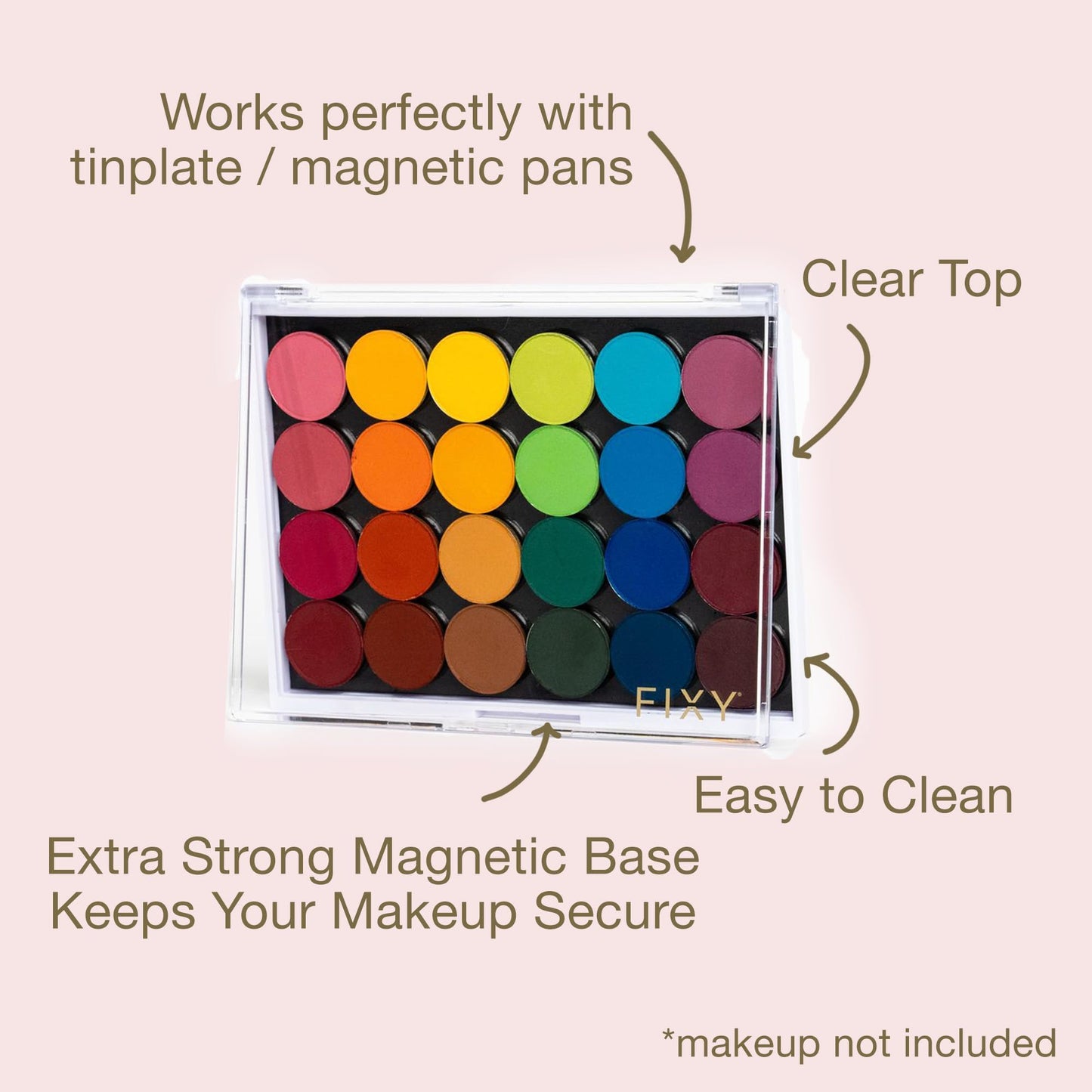 FIXY Empty Magnetic Makeup Palette with Clear Top - Organize, Depot & Declutter Makeup - Customize Your Palette - Travel and Eyeshadow Organizer - 5.7"x4.3" Small Palette