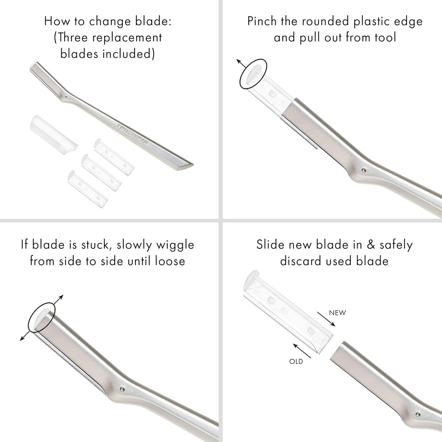 Tweezerman Stainless Steel Facial Razor - Precision Grooming Tool for Smooth Skin