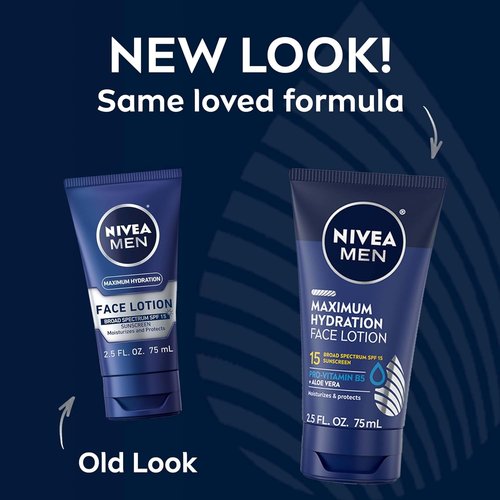 NIVEA MEN Maximum Hydration Face Lotion - SPF 15 Sunscreen for Men | 4 Pack of 2.5 Fl Oz Tubes