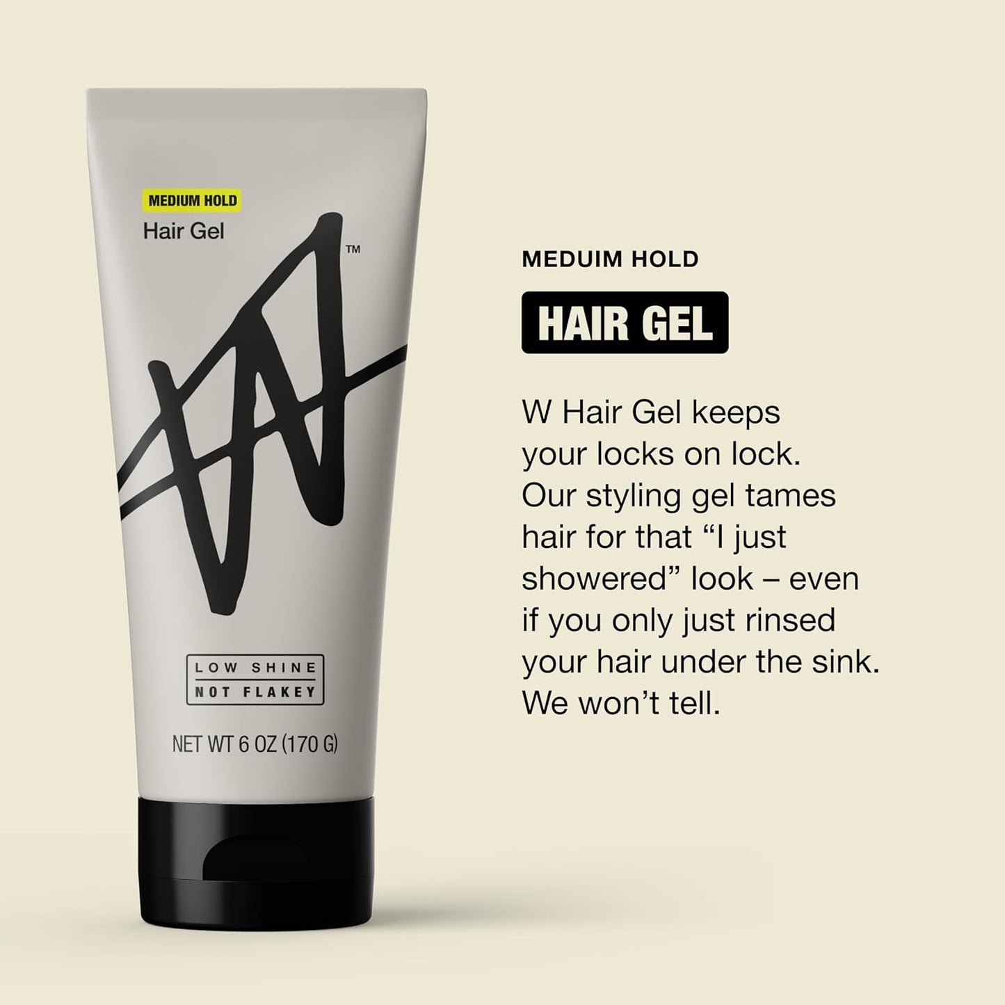 W By Jake Paul Hair Gel for Men - Low Shine, Non-Sticky Matte Finish, Medium Hold | 6 fl oz