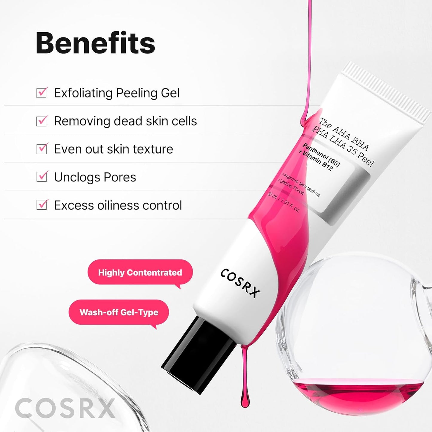 COSRX AHA BHA PHA LHA 35% Peel - Chemical Exfoliating Gel for Dull, Oily Skin | 1.01 fl. oz / 30 ml
