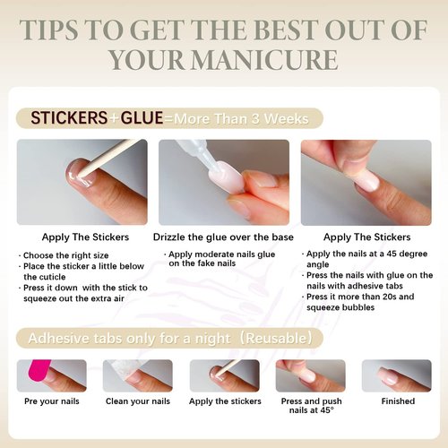Brown Almond Shaped Nails, Medium Length, 24pcs Press On False Nails, Reusable, No UV Light Needed