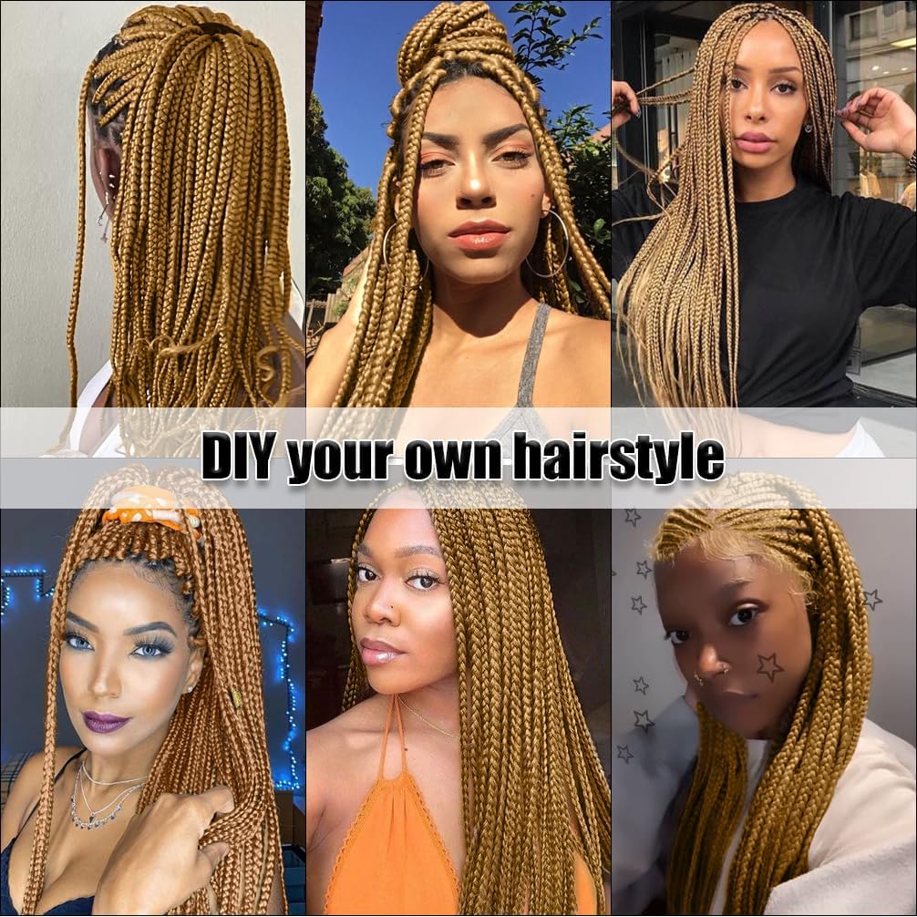 Braiding Hair Pre Stretched 26 Inch 8 Packs Honey Blonde Braiding Hair 27# Long Prestretched Braiding Hair Professional Synthetic Hair Yaki Texture Itch Free Hot Water Setting