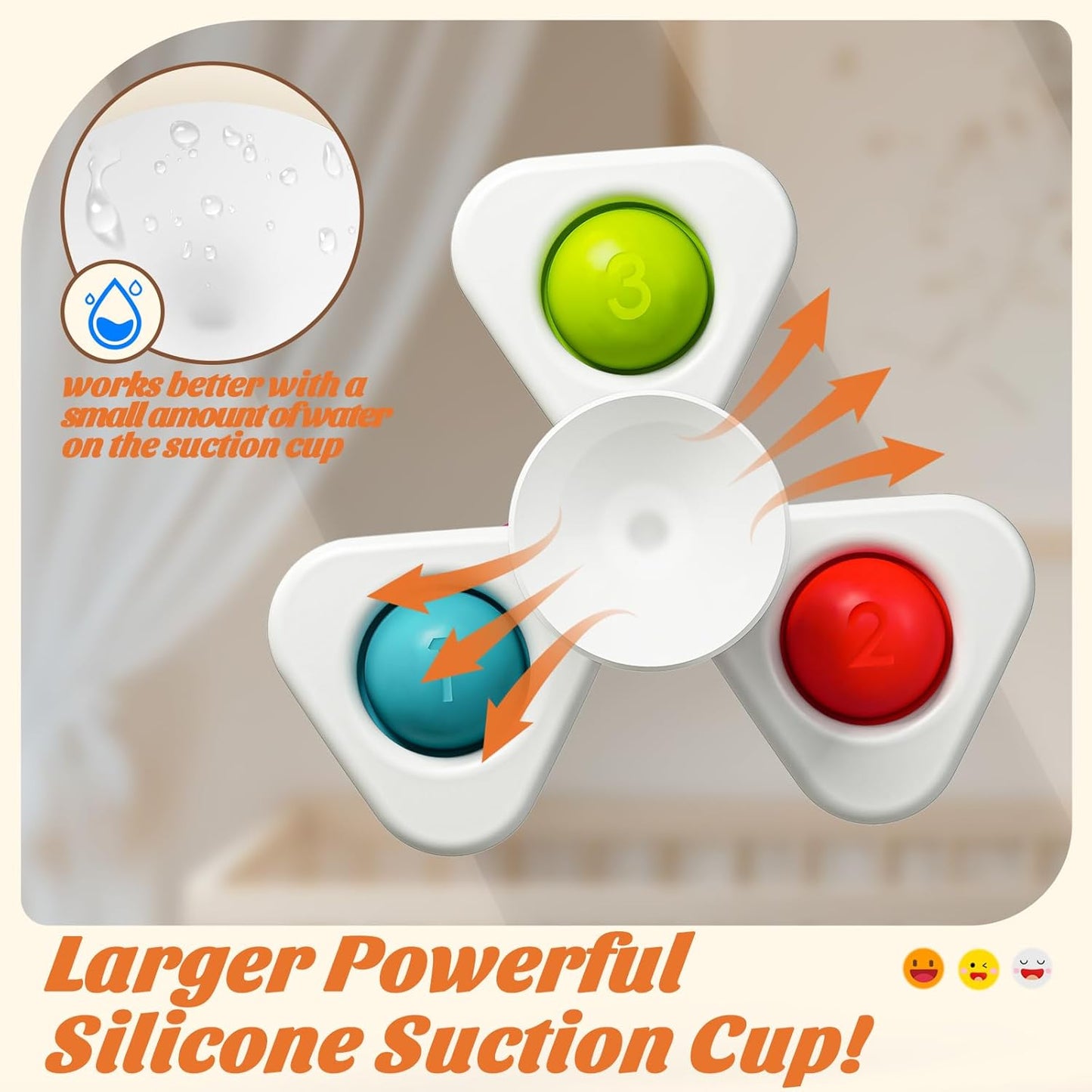 SpringFlower Baby Toys - Suction Cup Spinner Bath Toy for 0-18 Months | Sensory Travel Toy for Toddlers