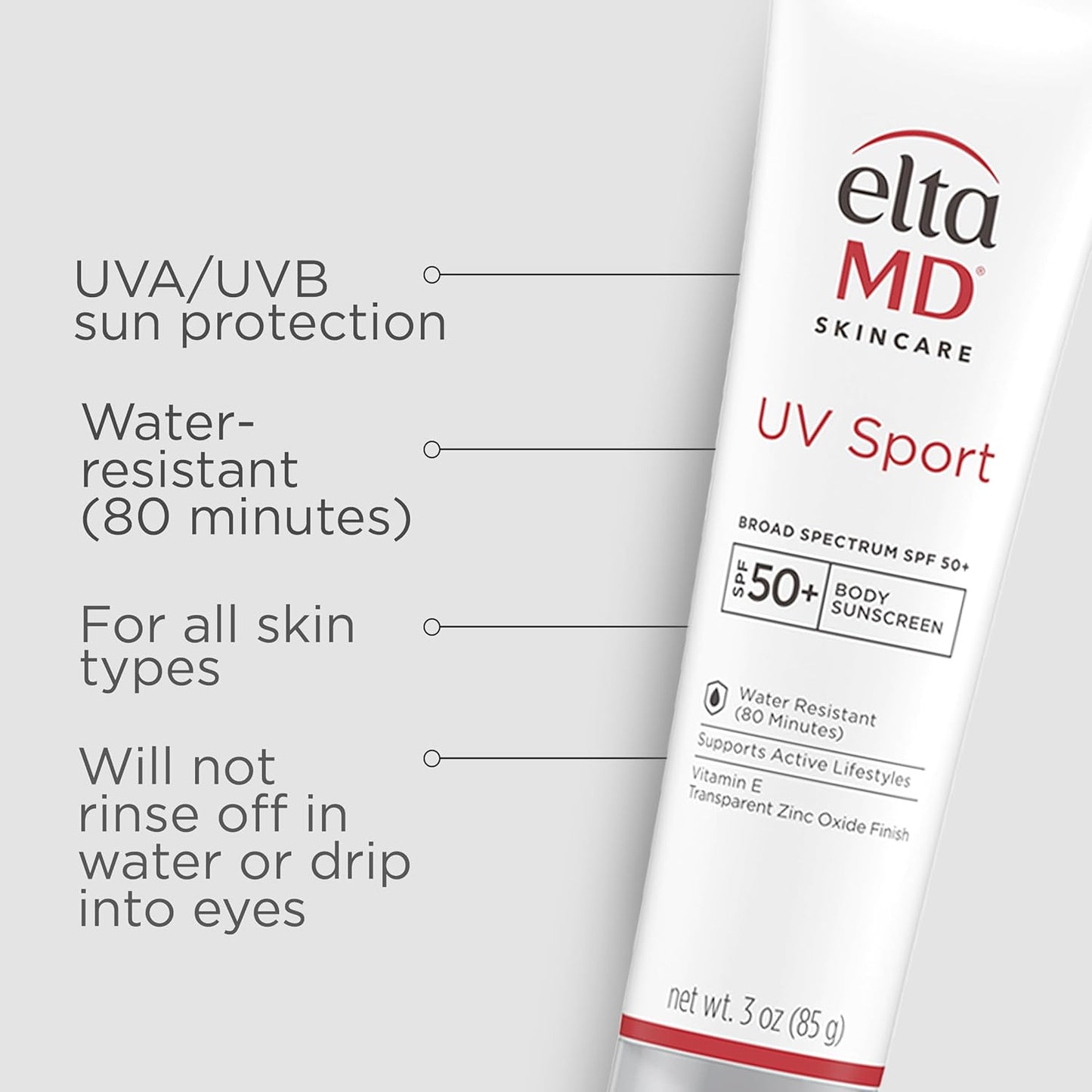 EltaMD UV Sport Sunscreen Lotion SPF 50 - Water & Sweat Resistant Zinc Oxide Formula for Active Use
