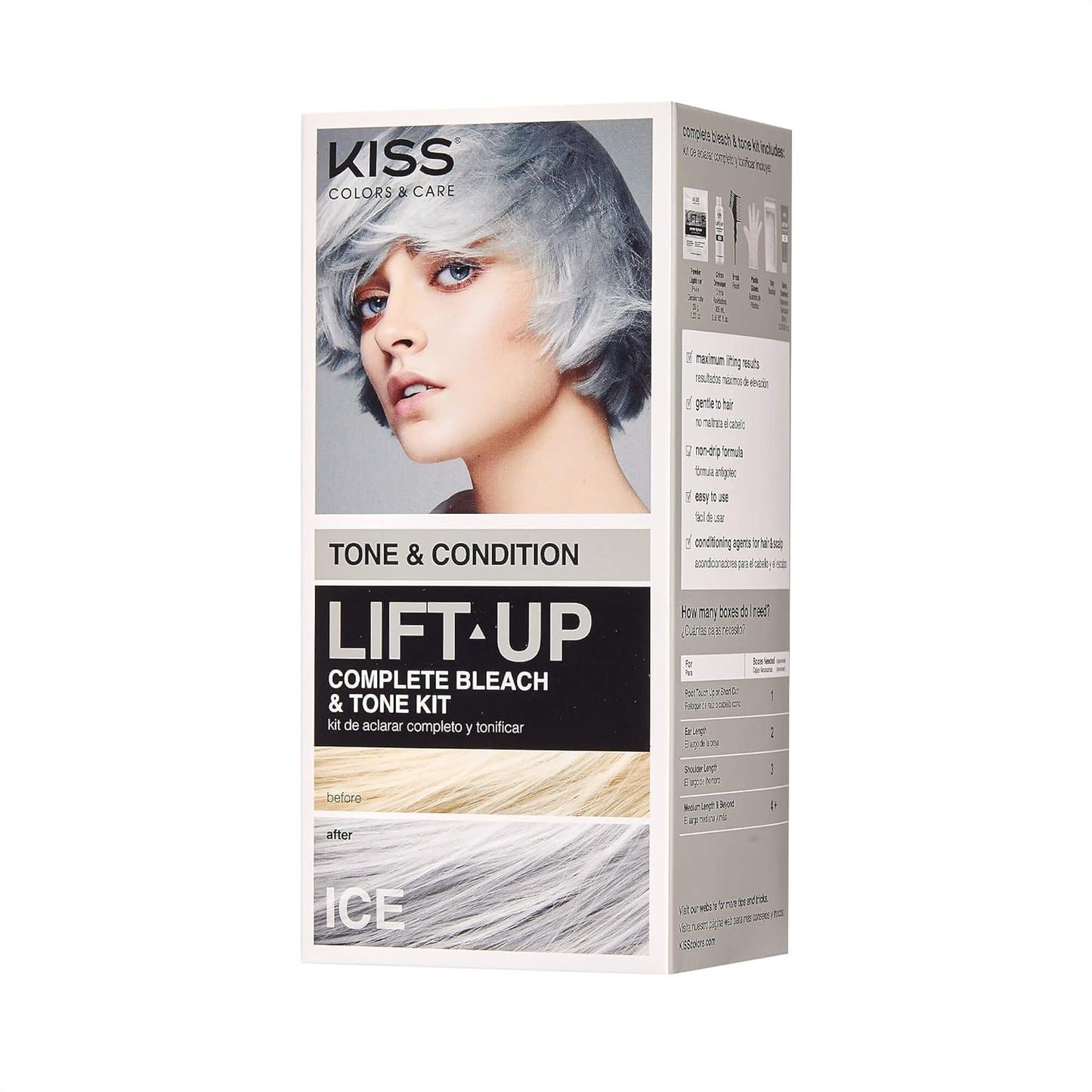 KISS Lift Up Hair Bleach Kit - Maximum Strength with Revitalizing Plex Serum | Complete 6-Pc DIY Set