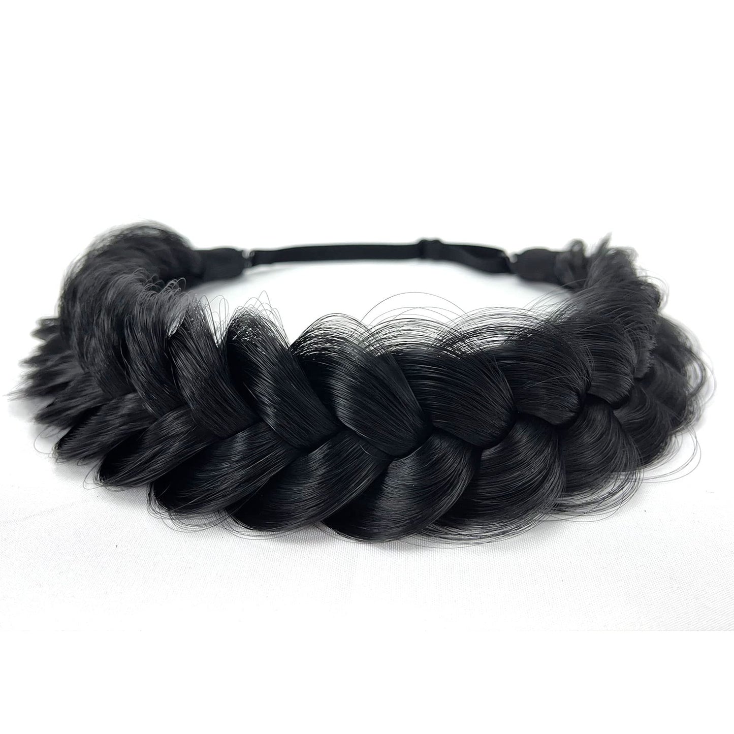 TOECWEGR Synthetic Hair Braided Headband Classic Wide Strands Wedding Disorderly Fluffy Braids Wig Band Women Beauty Accessory