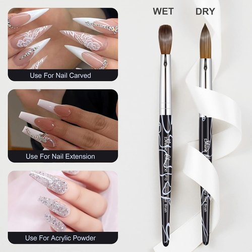 Kolinsky Nail Art Brush - Size 10 Oval Brush for Professional Manicure & DIY Home Salon - Black
