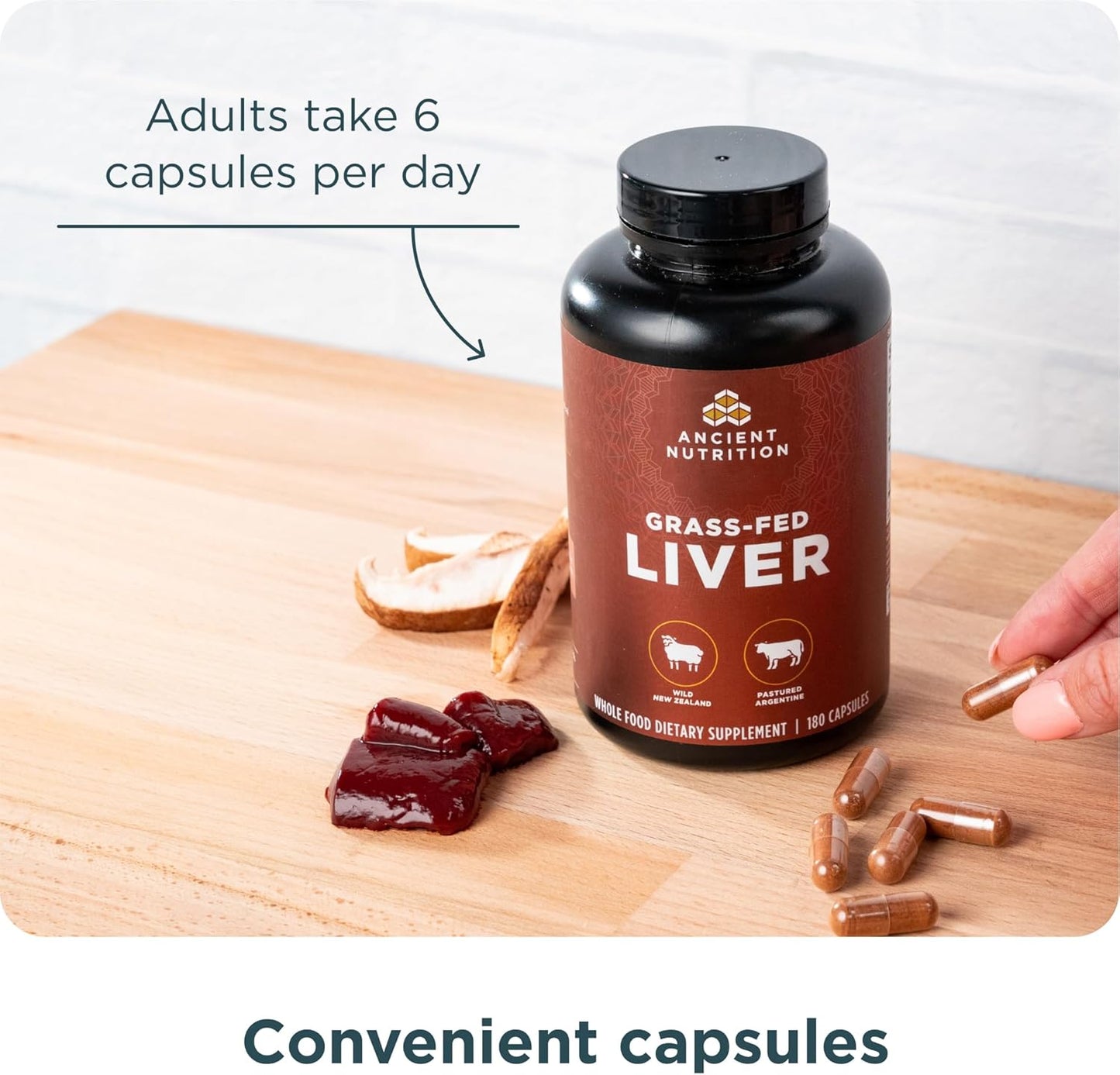 Ancient Nutrition Organ Supplements - Grass-Fed Beef & Lamb Liver Complex Capsules | 180 Ct for Healthy Blood & Gut Support