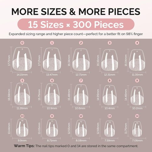 MelodySusie Ballerina X Nail Tips - 300 Pcs Clear Acrylic, Half Matte Full Cover for DIY & Salon Use