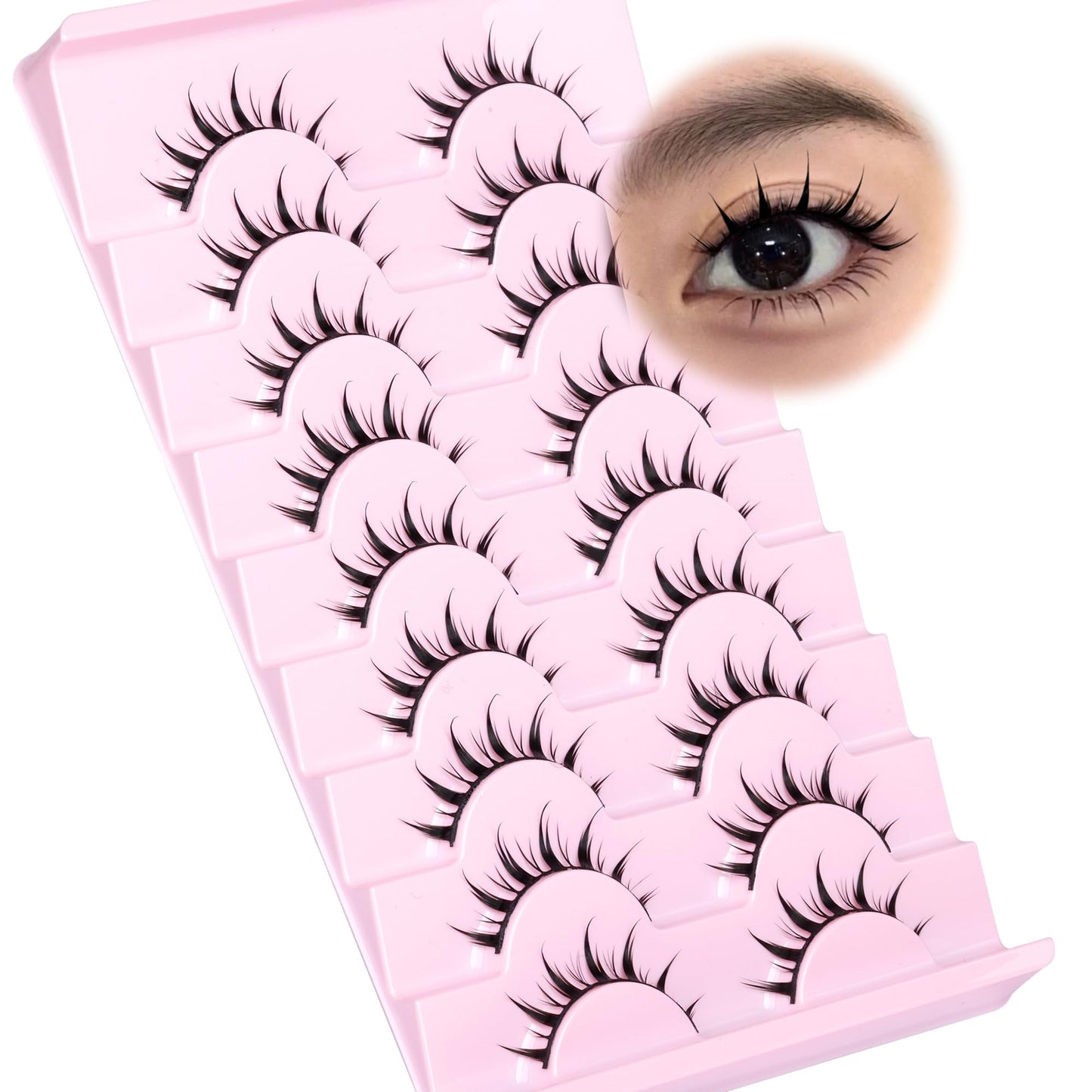 Manga Lashes Anime Lashes Spiky False Eyelashes Wispy Lashes Pack 9 Pairs Fake Lashes Spiky Eye Lashes Cosplay Natural Lashes by Lanflower
