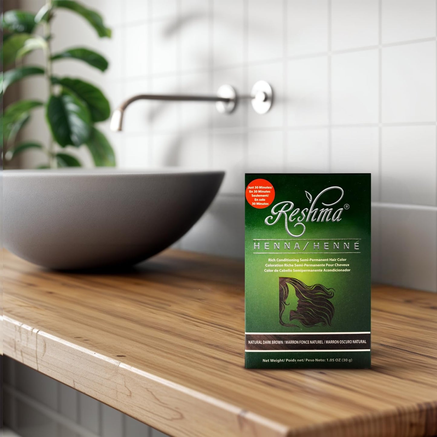 Reshma Beauty 30 Minute Henna Hair Color Infused with Natural Herbs For Soft Shiny Hair Henna Hair Color/Dye 100% Gray Coverage Semi-Permanent Ayurveda Hair Product 1.05 oz, Pack of 1 (Dark Brown)