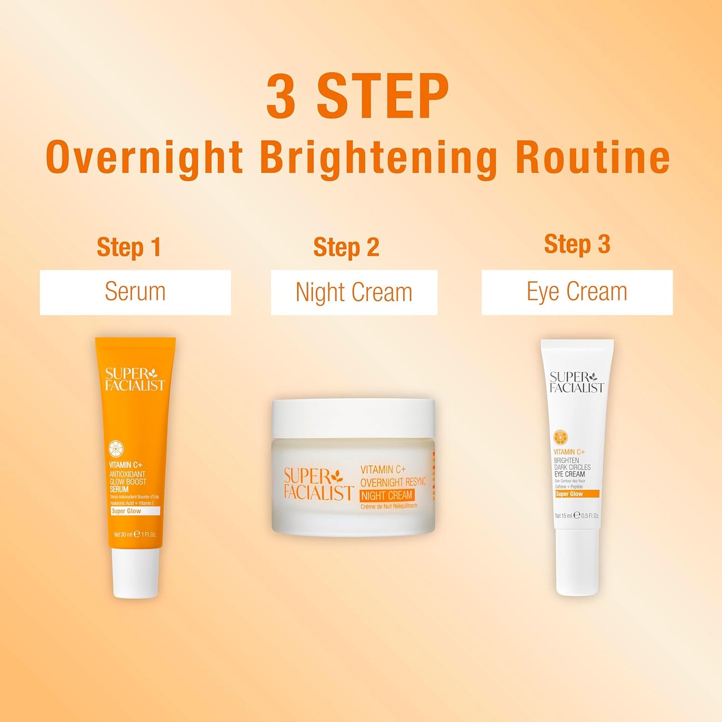 Super Facialist Vitamin C + Caffeine Under Eye Cream - Dark Circle Treatment & Puffiness Relief | 0.5 oz