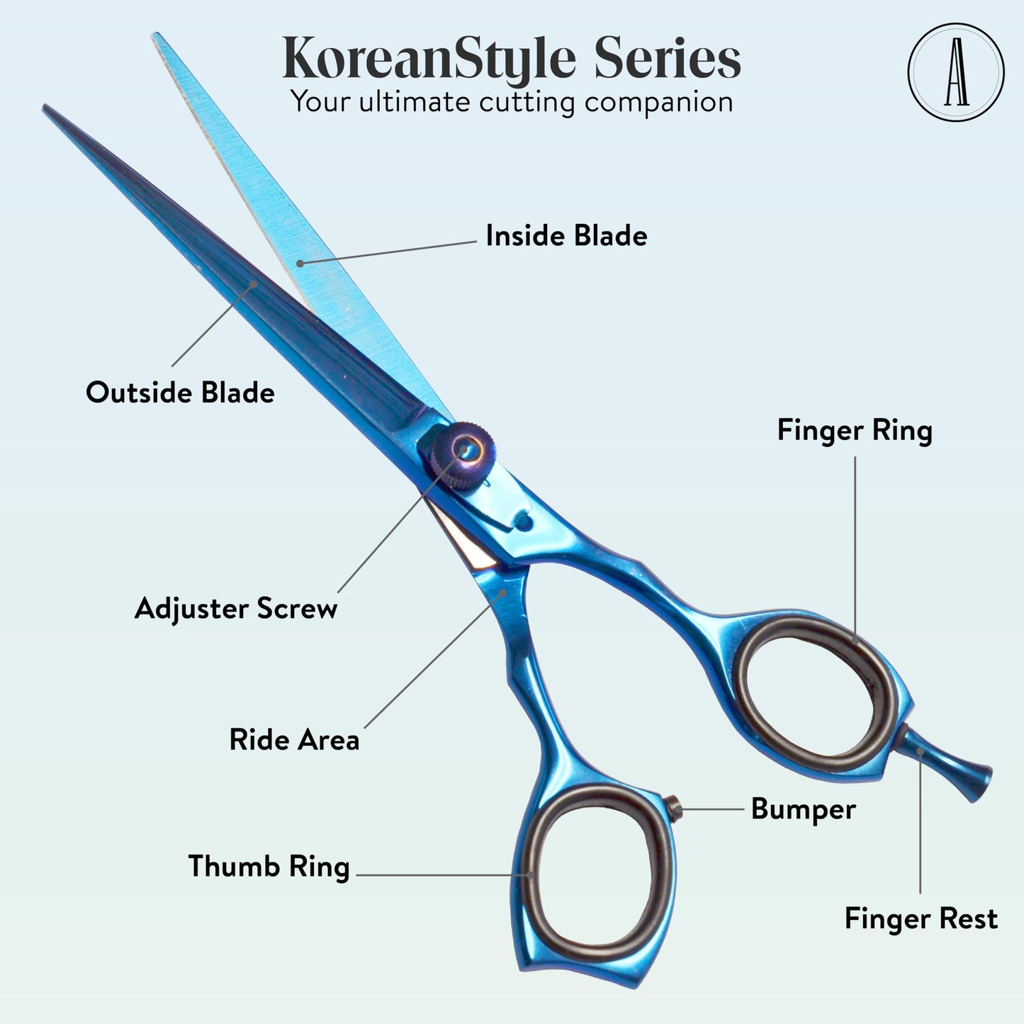 ANDUSTRIAL - Professional Hair Cutting And Thinning Scissors/Shears For Men/Women/Home/Salon - Premium High Carbon Steel Quality - Smooth And Sharp - 6.5 Inch, Blue