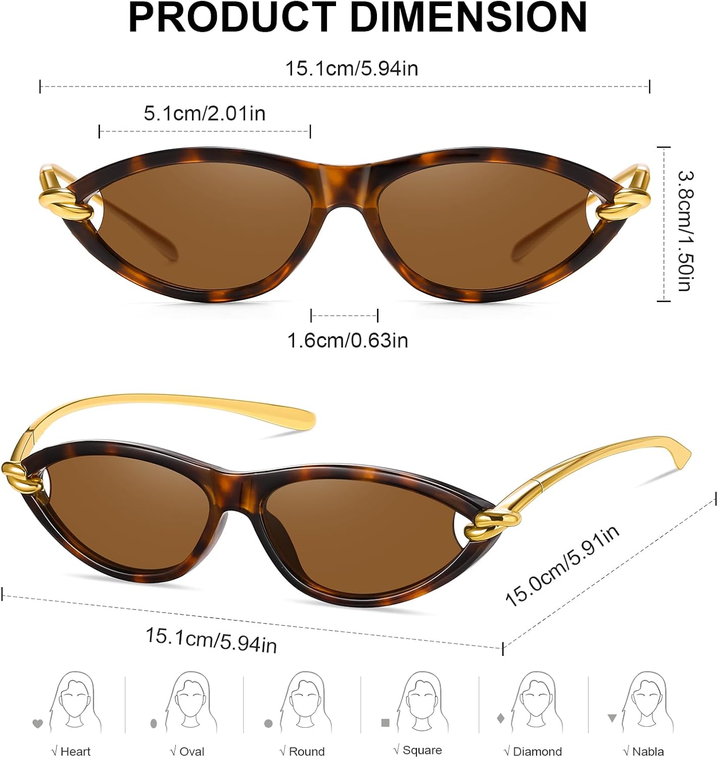 Skiennix Retro Oval Sunglasses - Fashion Cat Eye 90s Sunnies for Women & Men | Slim, Lightweight, UV Protection