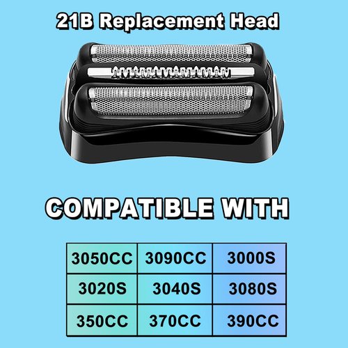 Braun 21B Series 3 Electric Shaver Replacement Head - Compatible Foil for 3010s, 3040s, 5409