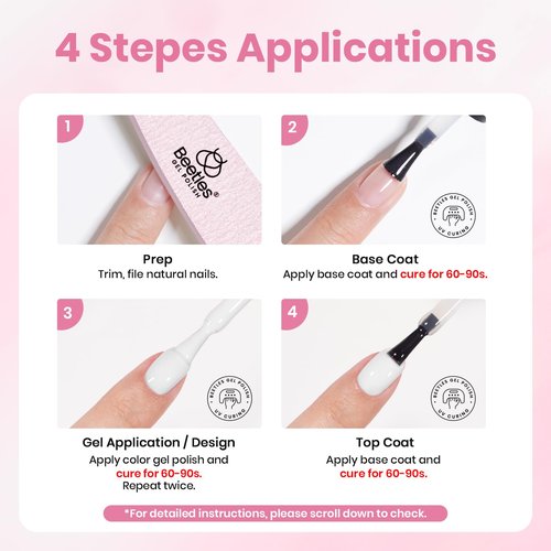 Beetles 10ML HEMA-Free Pink Gel Nail Polish Kit with U V Light, 5 Pcs Light Pink Gel Polish Set DIY Home Salon Portable Manicure Kit with Base &Top Nail File Coat Soak Off Gifts for Women Girls Teens