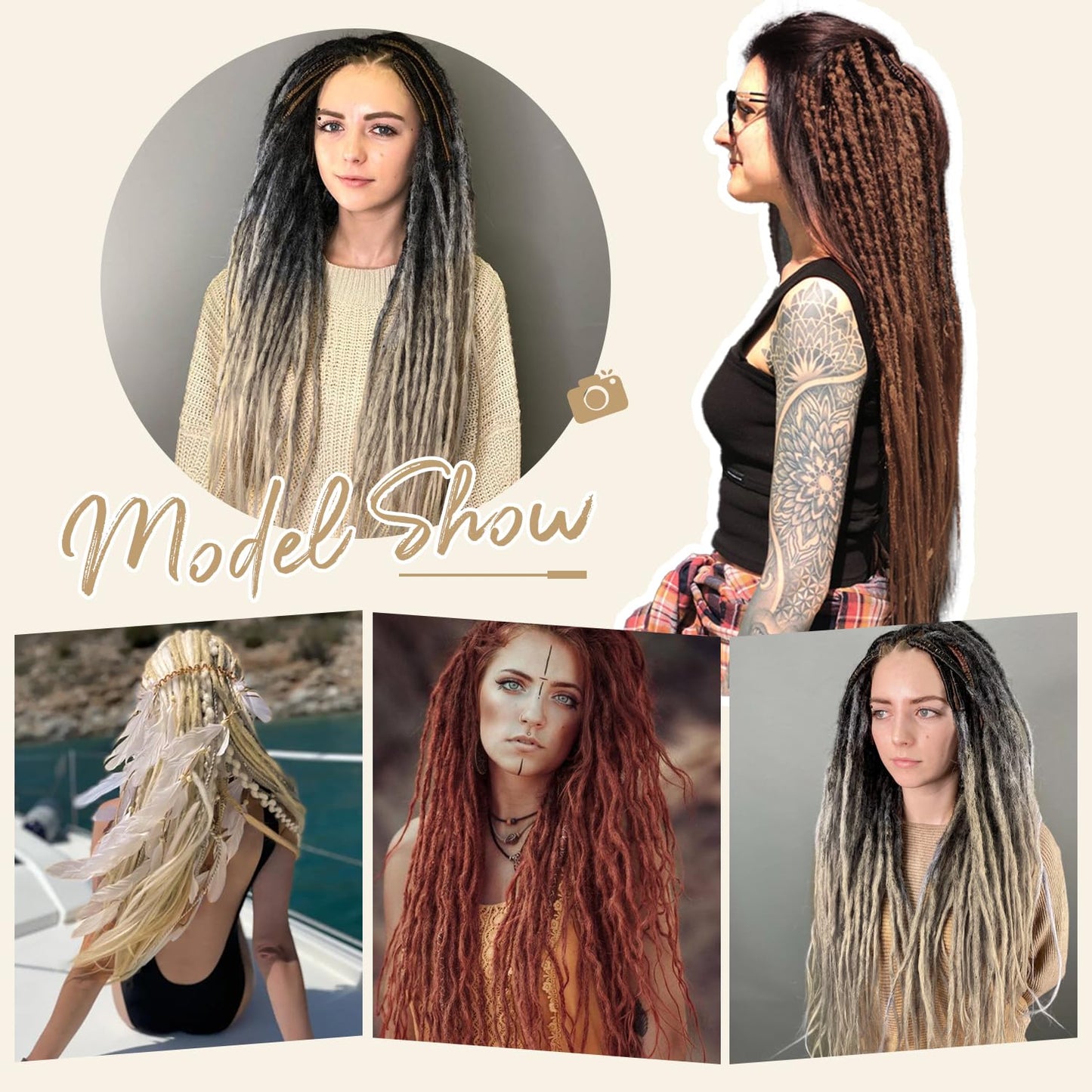 WIGNEE 24 Inches Double Ended Dreadlock Extensions Straight Synthetic Dreadlock Extensions 10 Strands Dreads Extensions (24 Inch, 27)