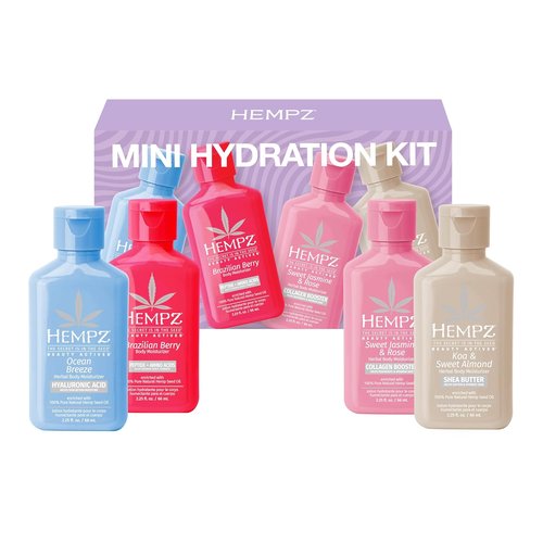 Hempz Mini Moisturizer Set - Hydrating Lotion Kit with Beauty Actives | 4 Pack, 2.25 Oz