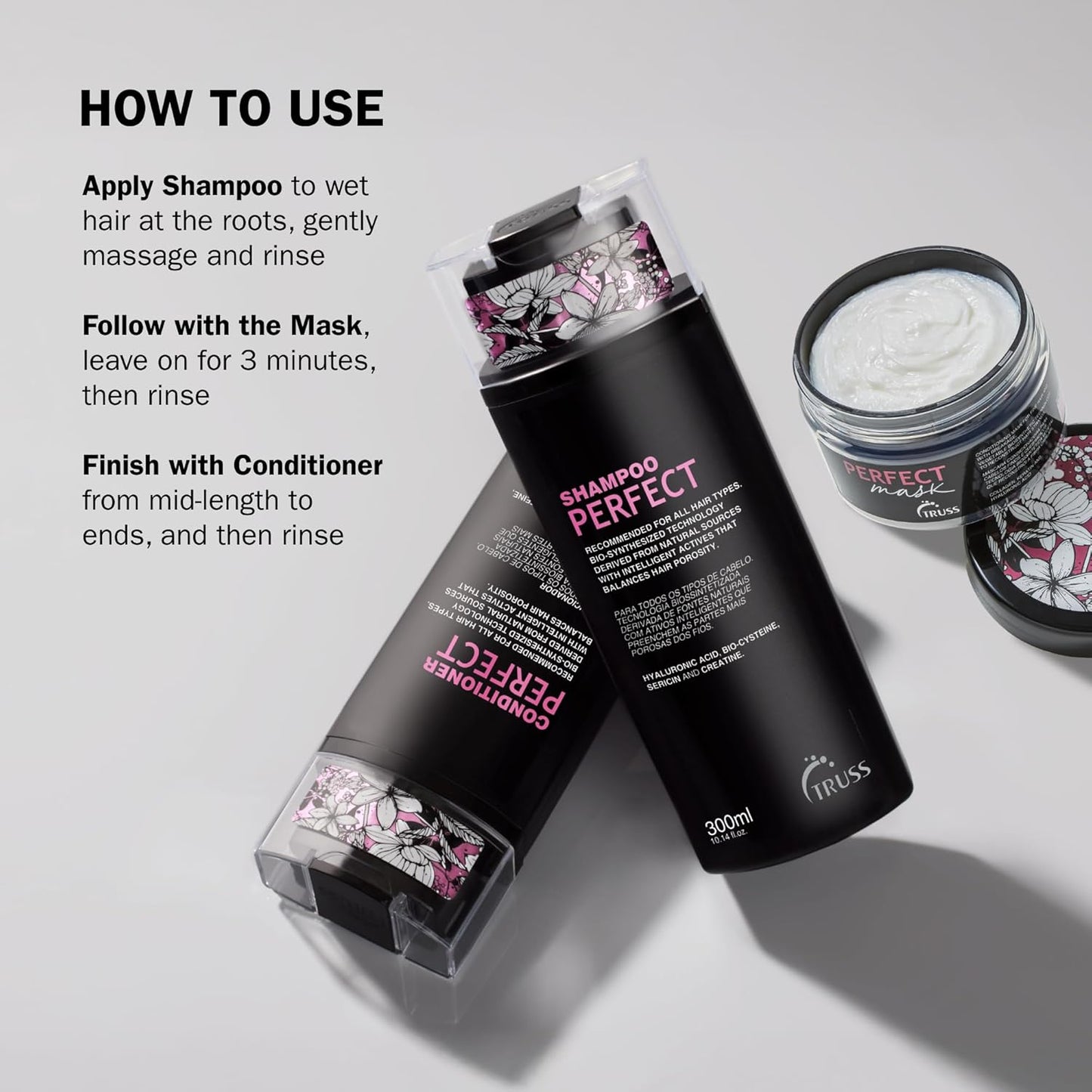 TRUSS Perfect Hair Mask - Deep Conditioning Treatment with Collagen, Keratin & Hyaluronic Acid | Intense Moisture for Dry, Damaged Hair