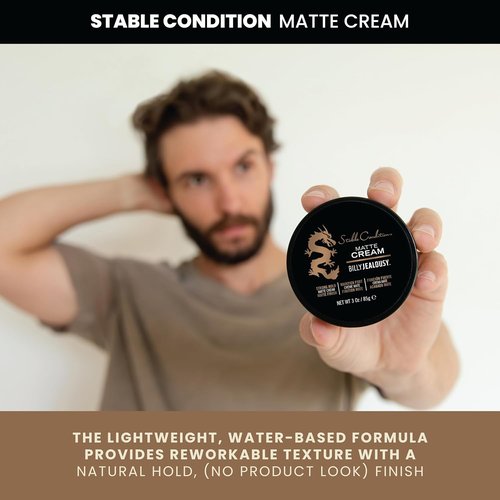 Billy Jealousy Matte Cream for Men - Lightweight, Reworkable Hair Styling Product, 3 Oz | Vanilla & White Musk Scent